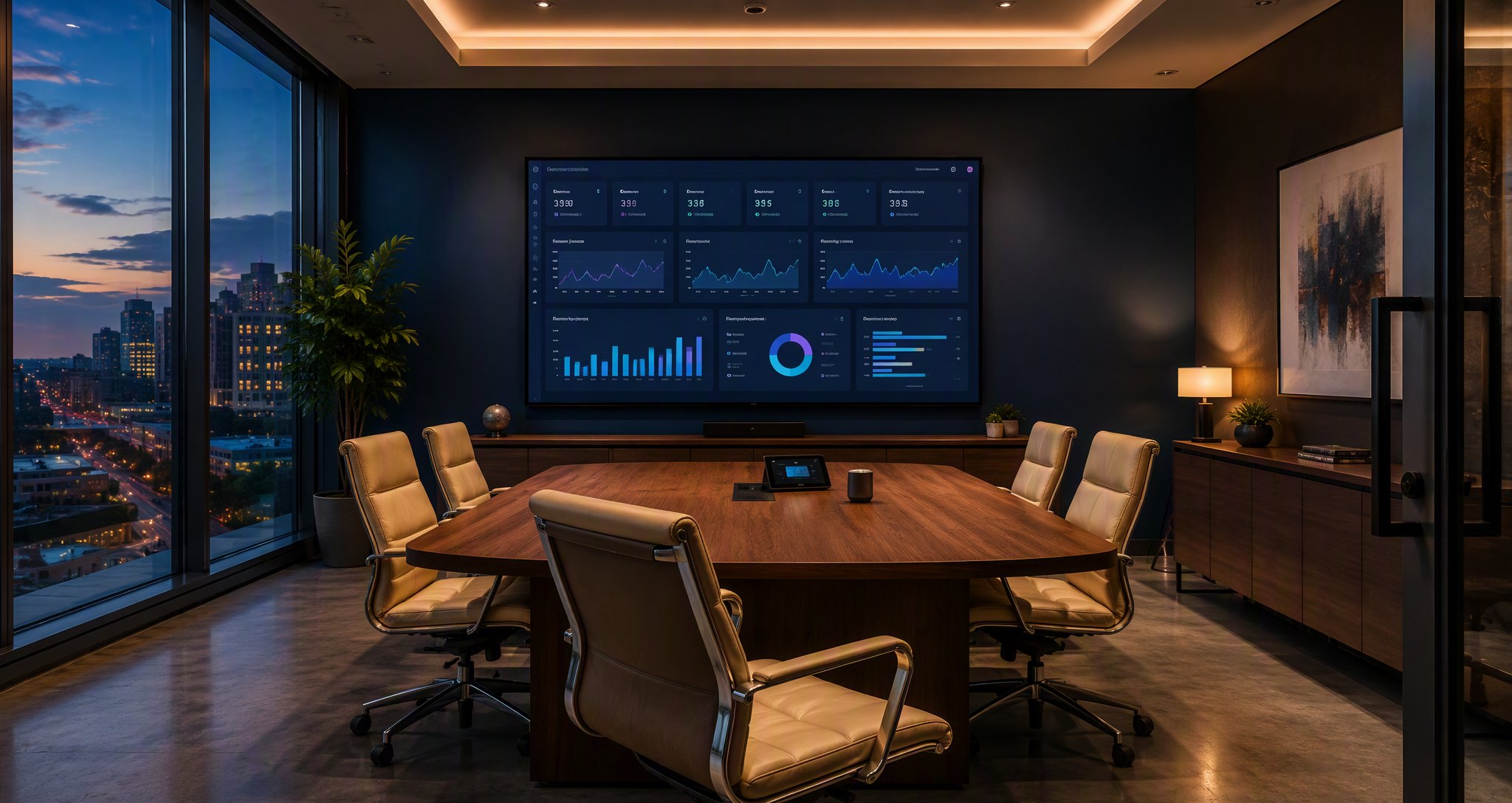 SmartByteIT conference room with presentation screen