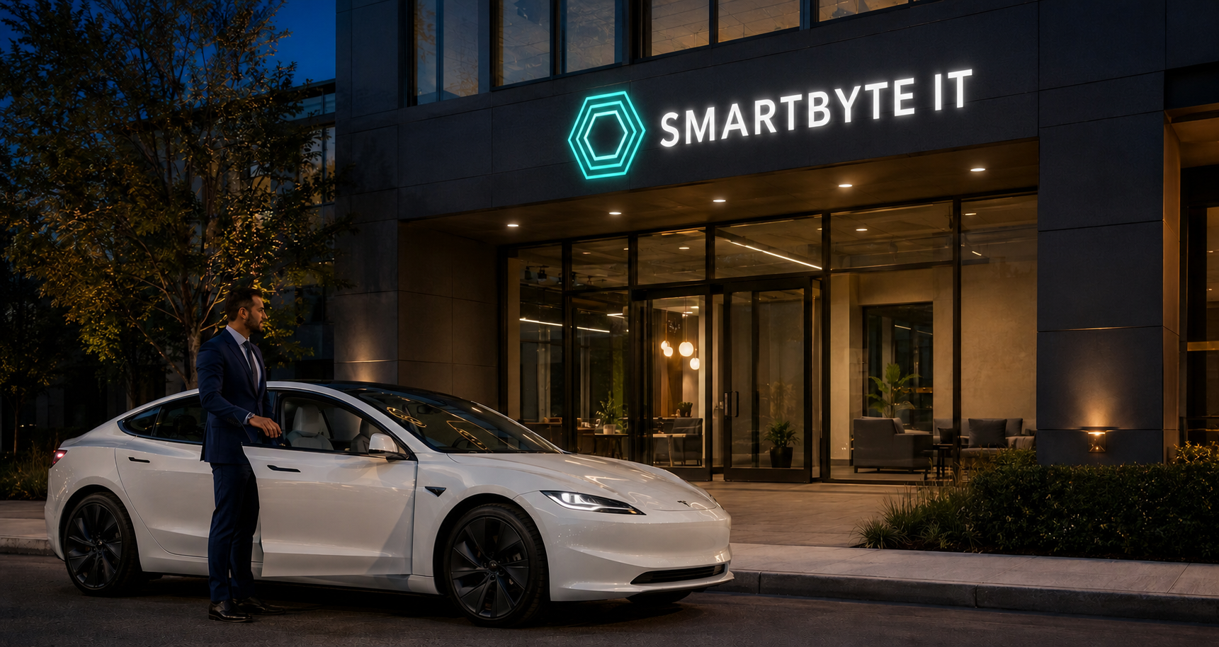 Your host walks you to your car outside the SmartByteIT office